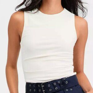 Bar III White Ruched Sleeveless Tank Top - Size M